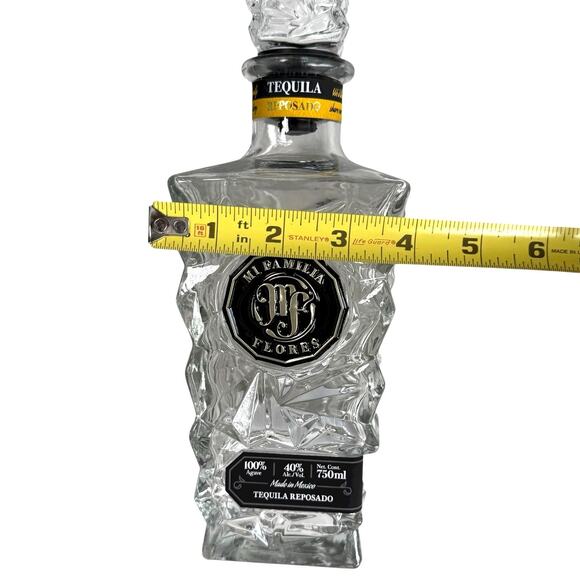 EMPTY Mi Familia Flores Tequila Reposado Bottle Clear Crystal Bar Man Cave Decor - Picture 6 of 11